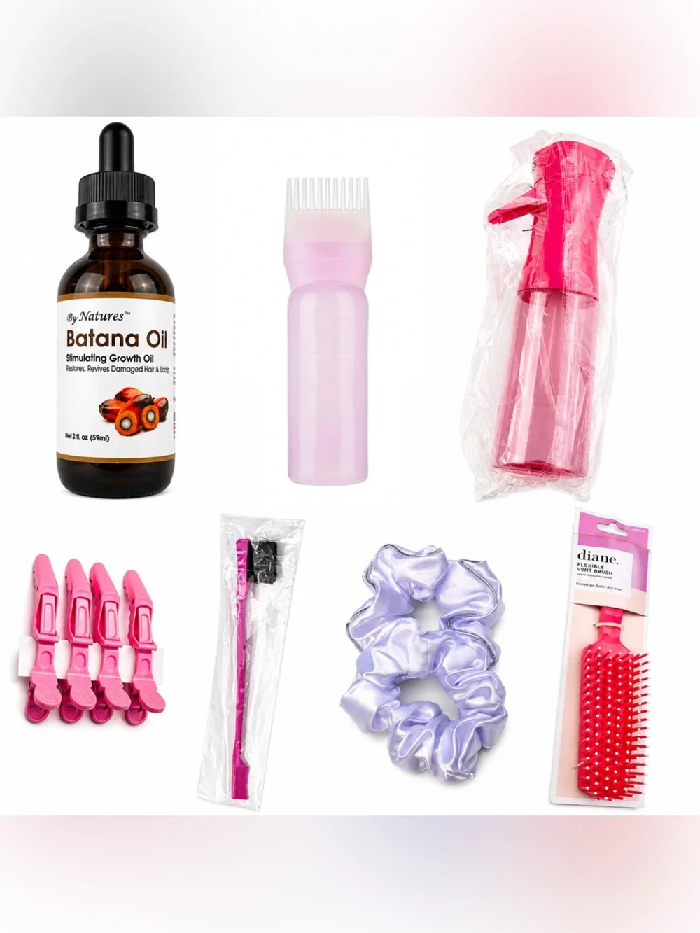 Natures HairCare Set — Pink and white Styling Kit